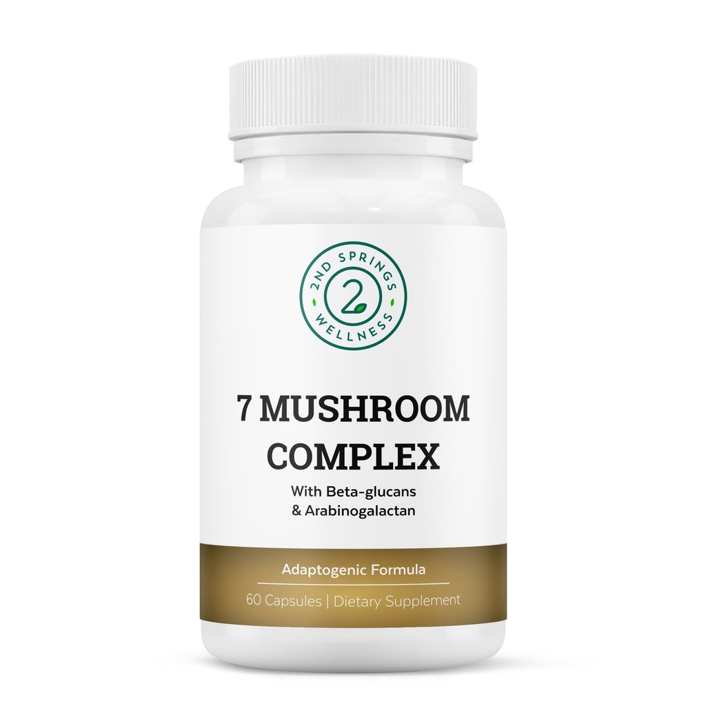 Biologische Paddestoelen Complex - 7 Paddenstoelen Blend Immune Support Nootropic & Cognitive Health Supplement met biologische Leeuwen Mane, Chaga, Maitake, Shiitake, Reishi, Turkije staarten, Cordyceps Mix