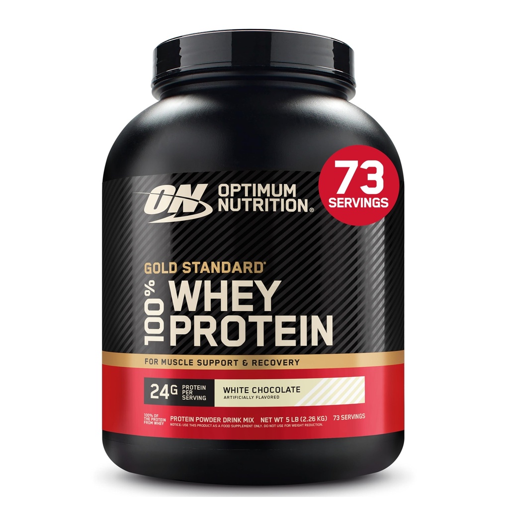 Optimale voeding Gold Standaard 100% Wei Proteïne Poeder, Witte Chocolade, 5 Pond (Verpakking mei Vary)