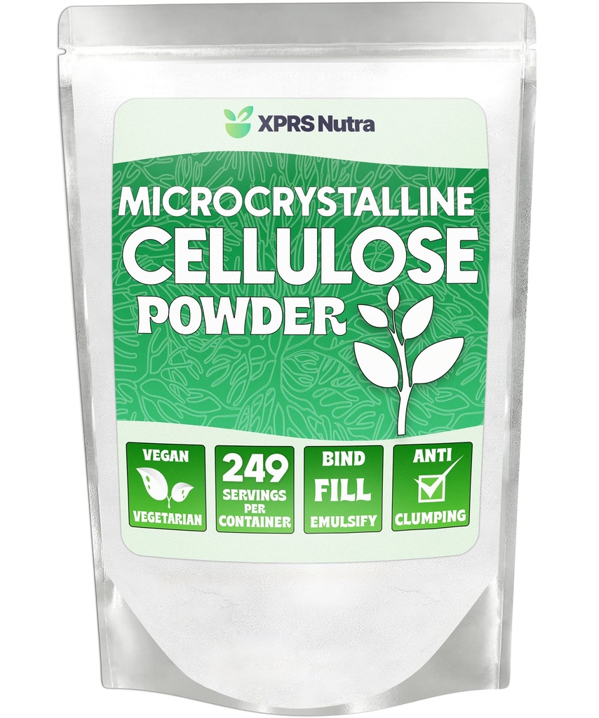 XPRS Nutra Microkristallijne Cellulose Poeder - Odorless Cellulose Fiber Powder - 100% Pure Powdered Cellulose Supplement is een Onoplosbaar Vezel voor Pill Binder Mix en Cellulose Plakken (1.10 Ponden)
