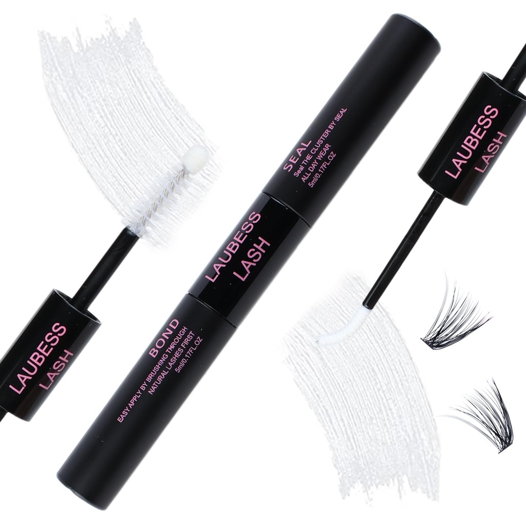 LAUBESS LASH Eyelash Bond and Seal 10ml DIY Lash Extension Kit Eyelash Glue Lash Clusters Kit Lash Extension Glue 5ml+5ml