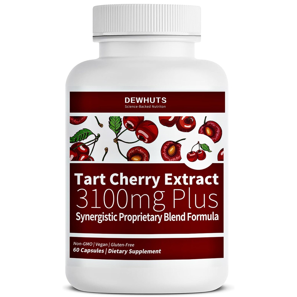 5 in 1 Tart Cherry Extract 3100mg with Bromelain & Chanca Piedra - Support Healthy Uric Acid Levels Already Within Normal Range, Joint Comfort, Non-GMO Vegan Gluten-Free, 60 Capsules