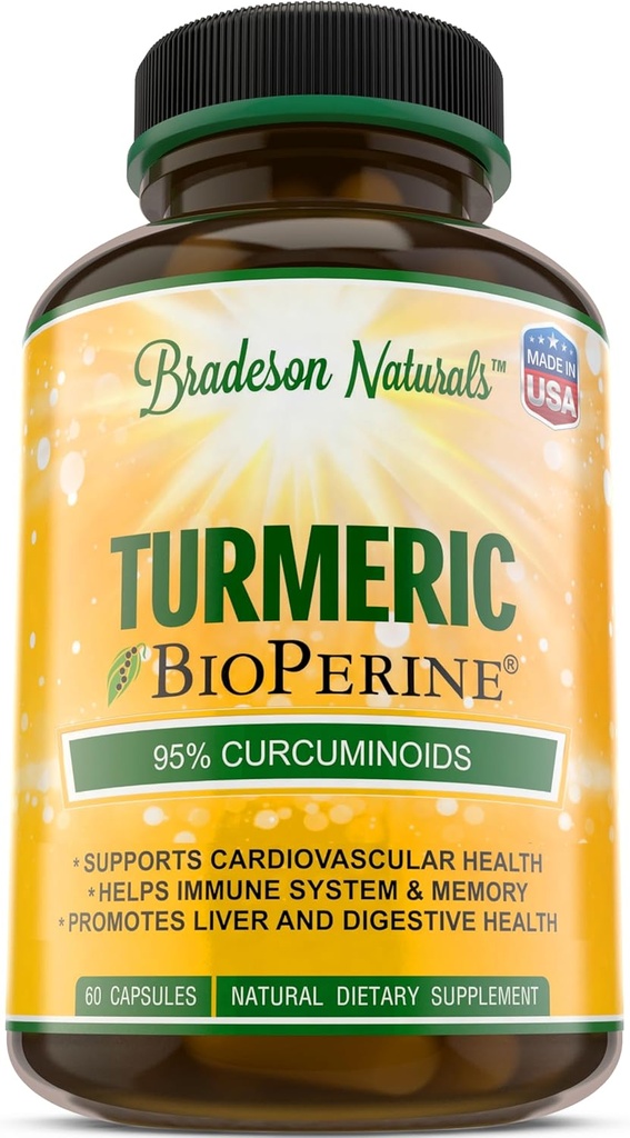 Kurkuma Curcumine met BioPerine 1500mg - Natuurlijke en gezonde ontstoken ondersteuning met 95% gestandaardiseerde Curcuminoïden voor Potentie & Absorptie - 60 capsules met zwarte peper