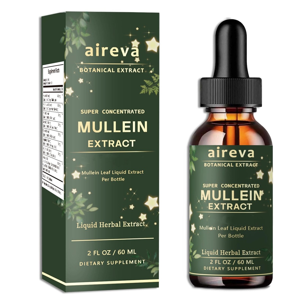 Aireva Mullein Leaf Extract Liquid, Super Concentrated Herbal Drops, Botanical Well