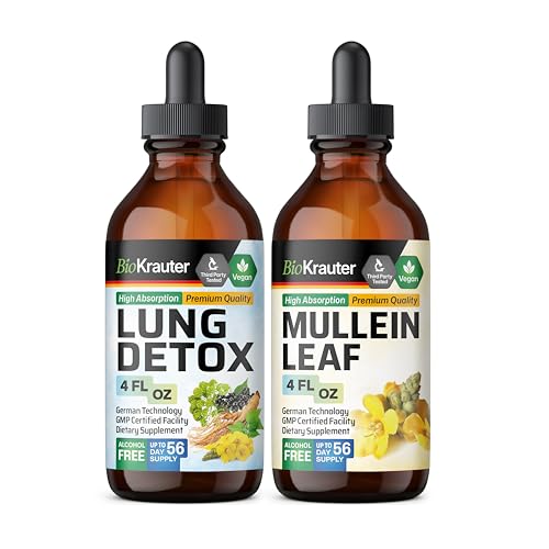 BIO KRAUTER Lung Detox Tincture 4 Fl. Oz. & Mullein Tincture 4 Fl. Oz.