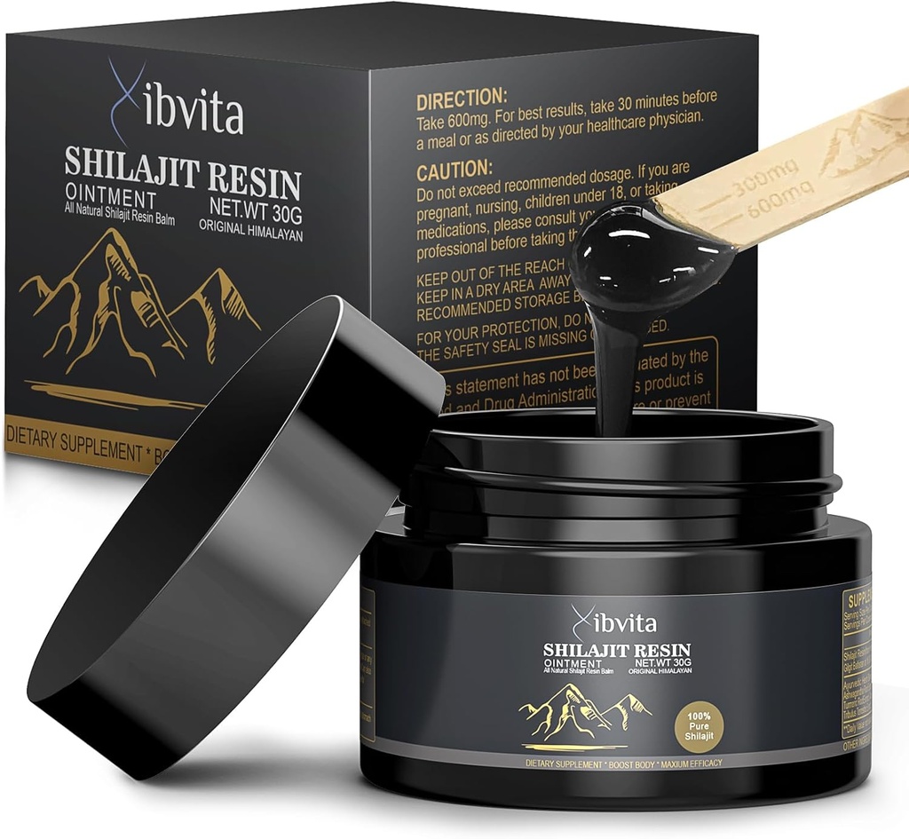Pure Himalaya Organic Shilajit Resin - 600mg shilajit voor mannen en vrouwen, natuurlijke Himalaya Shilajit met fulvinezuur & 85+ Trace Minerals Supplement voor energie Boost & Immune Support, 30 Gram