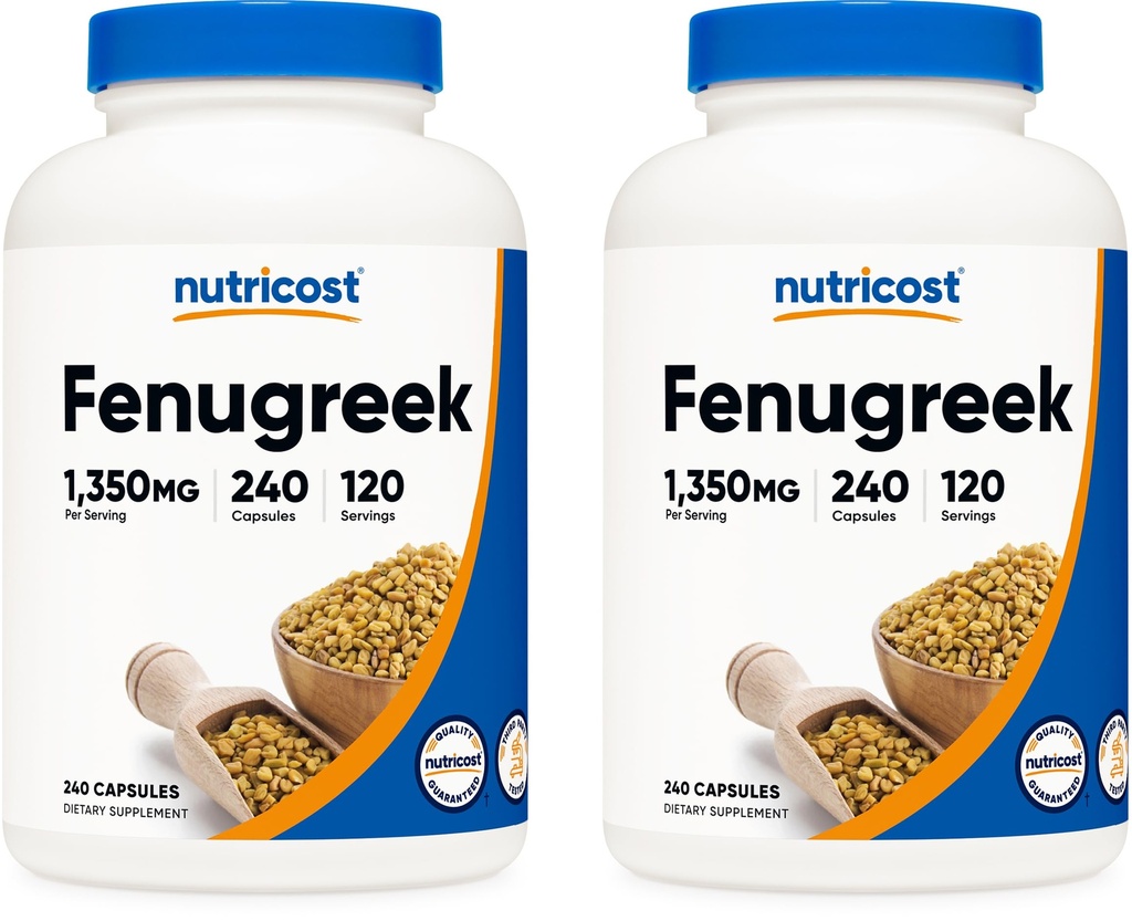 Nutricost Fenugreek Seed 1350mg, 240 Capsules (2 Bottles) - Gluten Free, Non-GMO, 675mg Per Capsule