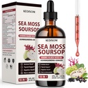 Sea Moss Liquid Drops 4 FL OZ - Organic Black Seed Oil Irish Sea Moss Gel with Burdock Root, Bladderwrack, Elderberry, Vitamin C, D3, 6X Stronger Seamoss Gel for Digestive, Hair Health - Vegan