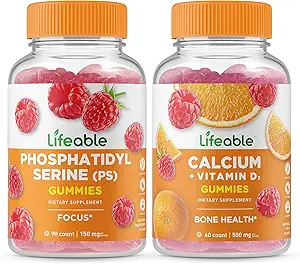 Levensvatbare Fosfatidylserine (PS) + Calcium met vitamine D, Gummies bundel - Grote Proeverij, Vitamine Supplement, Glutenvrij, GGO-vrij, Kauwbare Gummy