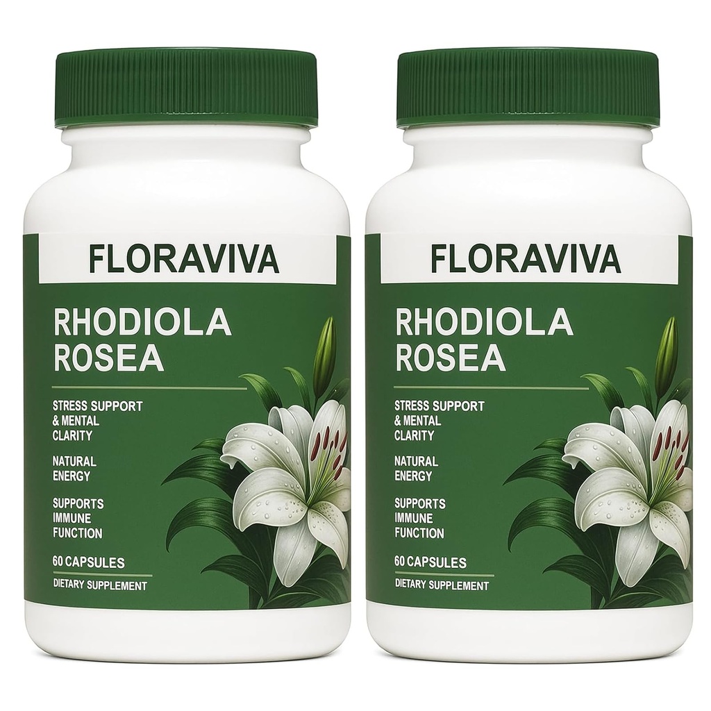 Rhodiola Rosea Capsules 500mg | Standardized for 3% Rosavins & 1% Salidroside | Supports Stress Relief, Mental Focus & Natural Energy | Non-GMO, Gluten-Free Supplement | 60 Capsules