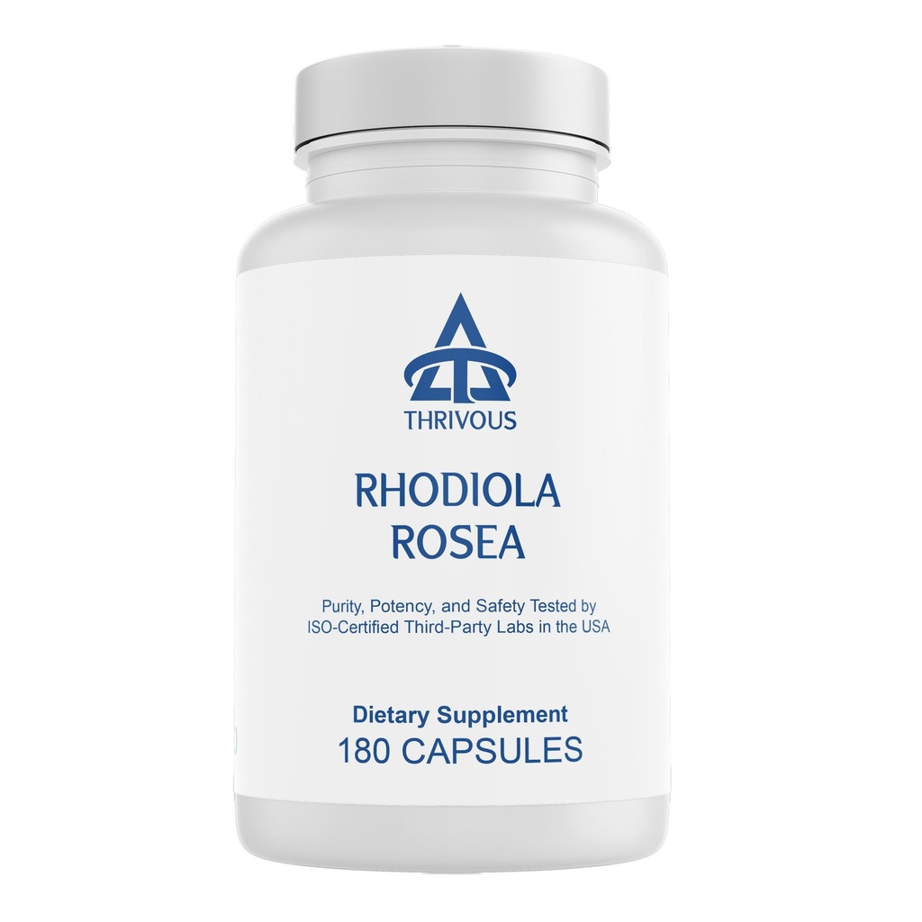 Thrivous Rhodiola Rosea Root Extract Dietary Supplement, 340 mg, 180 Capsules, 3% Rosavin 1% Salidroside, Third-Party Tested