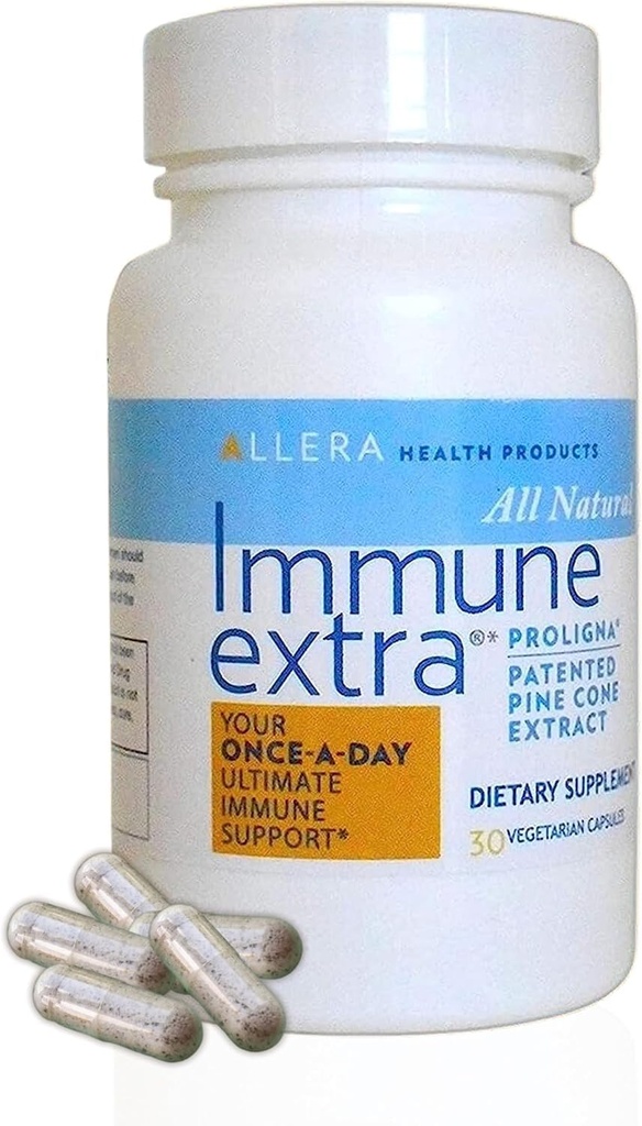 Ensemble alimentaire mondial Compatible avec les capsules d'extrait de cône de pin d'Allera Health - Vegan ProLigna Plant Based Diet Products - Supplément de soutien immunitaire - 30 capsules avec porte-clés