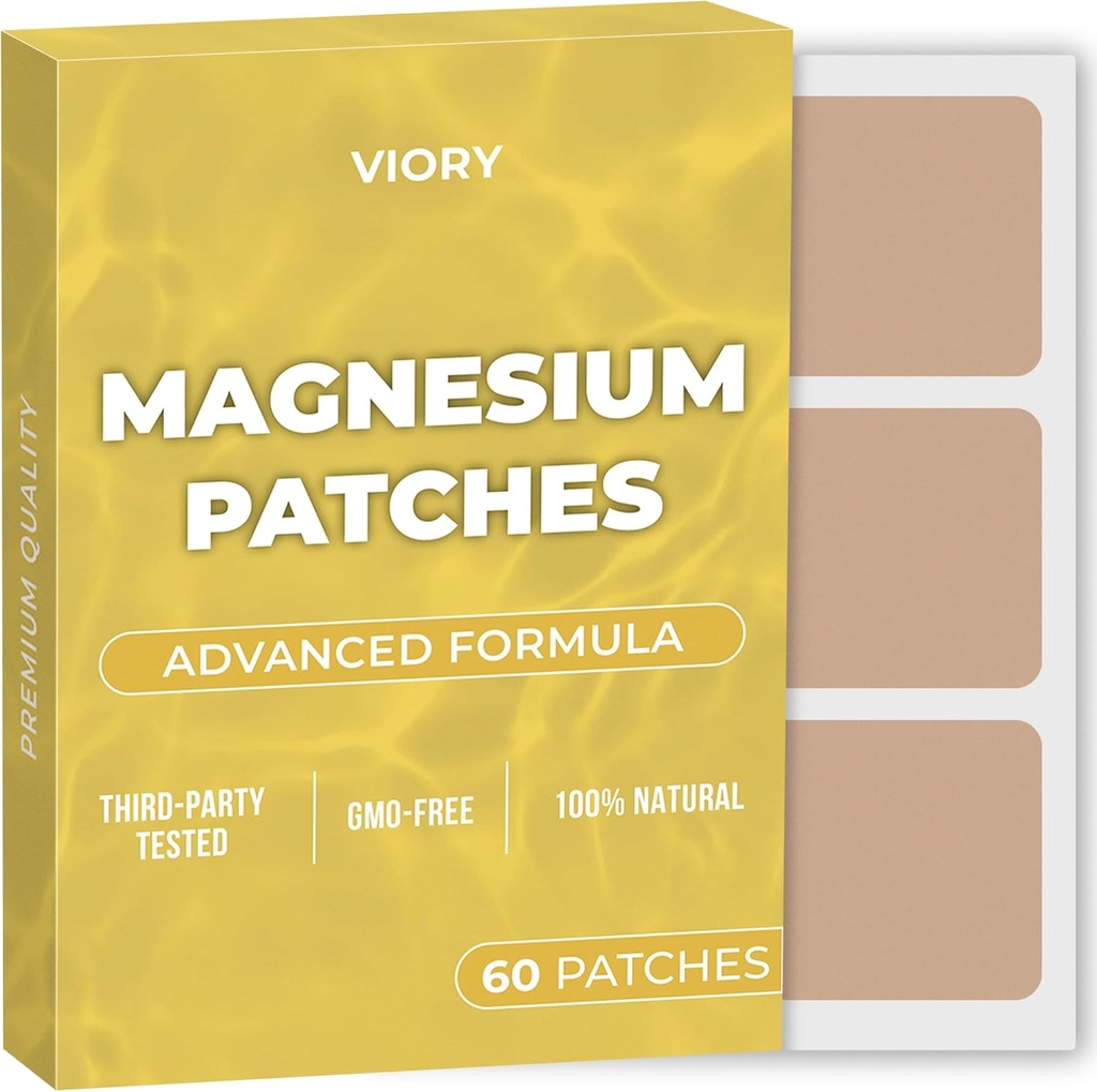 Magnesium Patches (pakket van 60) - 100% natuurlijke patch voor vrouwen en mannen - met calcium - spier en bot ondersteuning, kalmeren - verbeterde formule