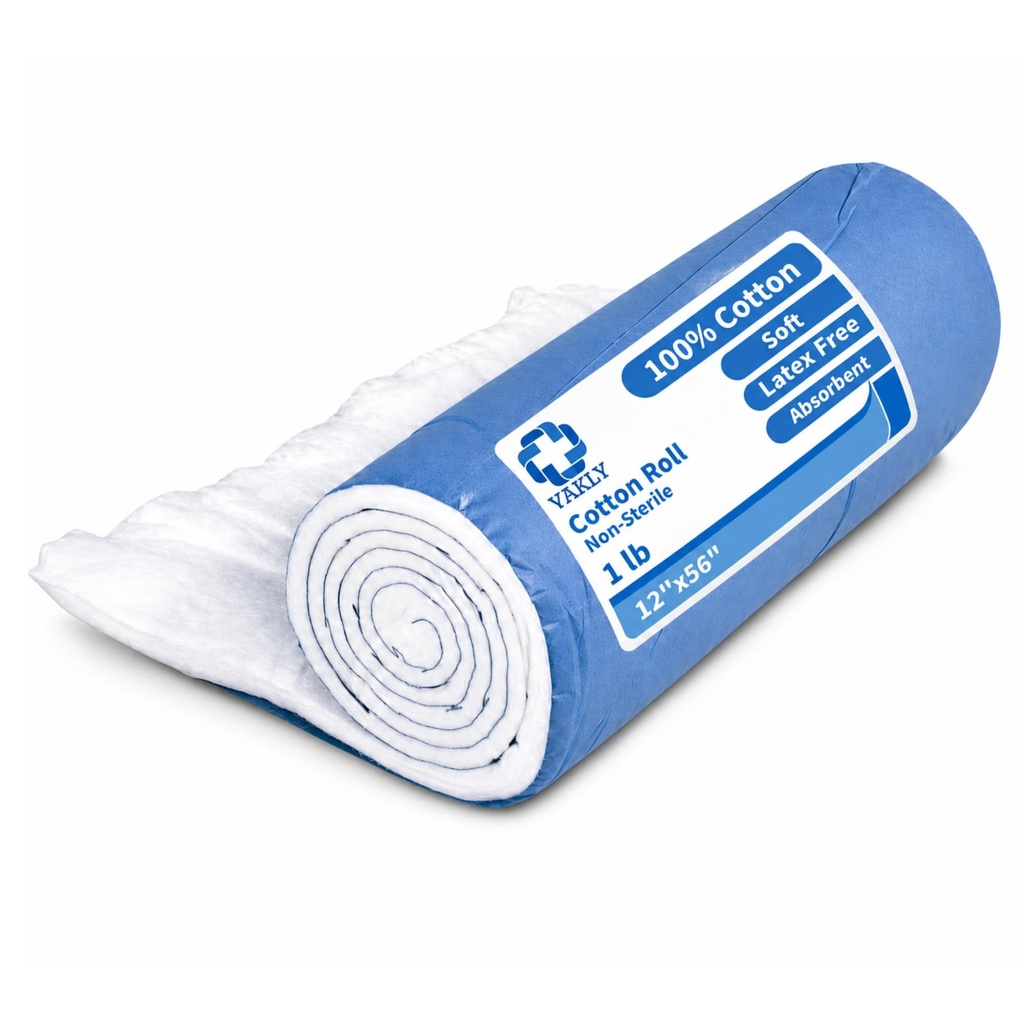 Vakly 100% Cotton Roll 1 lb – Large Non-Sterile Soft & Absorbent 12" x 56" Cotton for Wound Care, Casting, Beauty & Crafts – Easy to Tear Roll