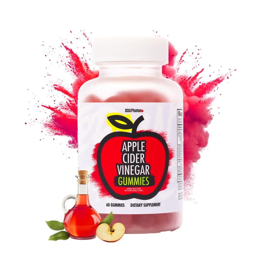 Sculpt Nation by V Gommies de vinaigre de cidre de pomme shred - Soutien au snack, au métabolisme et à la digestion de superaliments santé - 60 Gommies de kéto de vinaigre de pomme