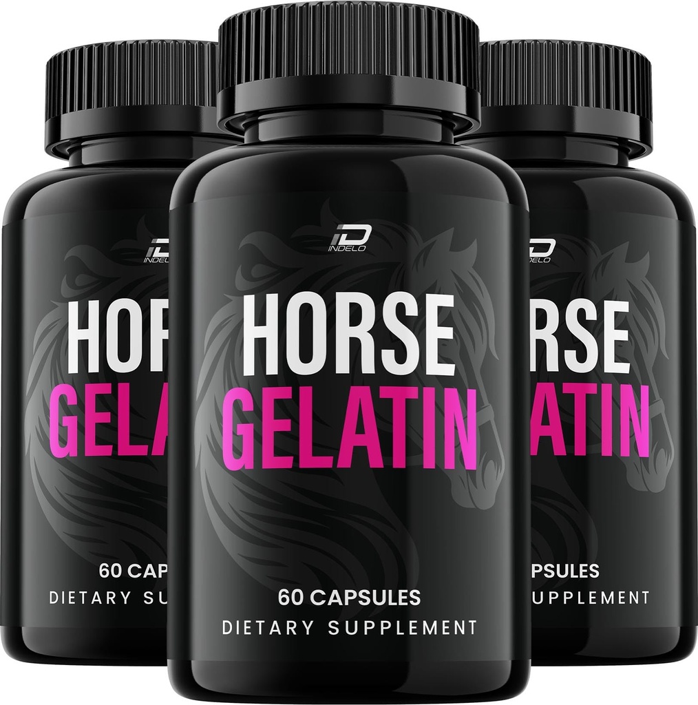 Horse Gelatin Capsules – HorseGelatin Advanced Formula Pills Natural Ingredients Dietary Supplement - 3 Pack - 180 Capsules