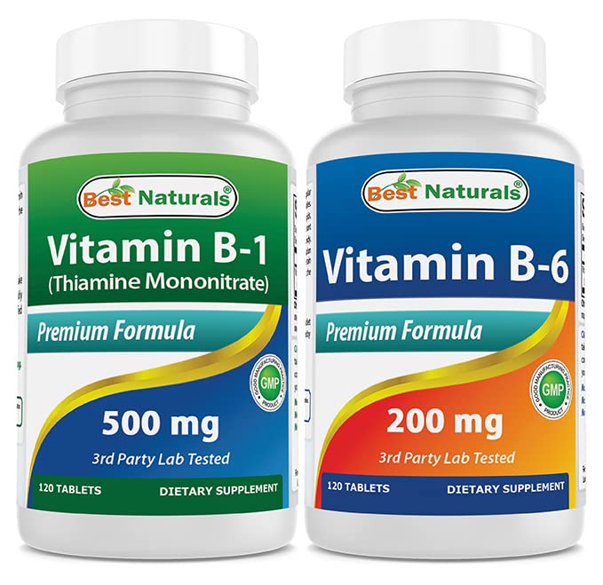 Best Naturals Vitamine B1 als Thiamine Mononitraat 500 mg & Vitamine b6 200mg