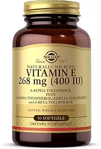 Solgar Vitamin E 268 mg (400 IU) - 50 Softgels - Naturally Sourced - Gluten Free, Dairy Free - 50 Servings