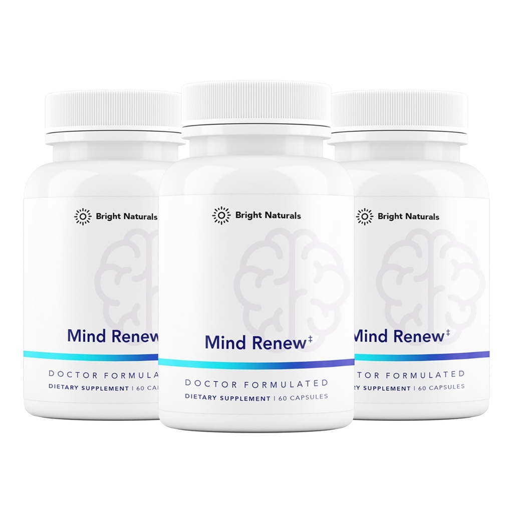 Mind Renew - Brain Supplements for Memory and Focus with Lion's Mane and Ginkgo Biloba Extract - 180 Capsules