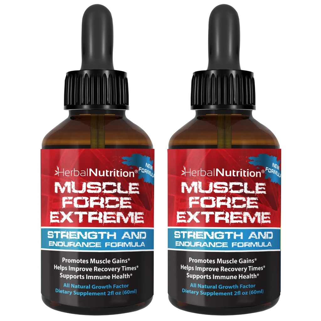Muscle Force Extreme 2 Bottle Pack 345mg Gepatenteerde formule Onze sterkste sterkte en uithoudingsvermogen Spray, verbetert spierkracht en herstel tijd 2oz flessen
