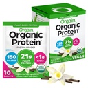 Orgaine en poudre de protéines végétales organiques, Vanilla Bean - 21g Protéines végétales, 5g fibre prébiotique, faible teneur en glucides, sans ingrédients de lactose, sans sucre ajouté, non-OGM, pour Shakes & Smoothies, 10 packs de voyage