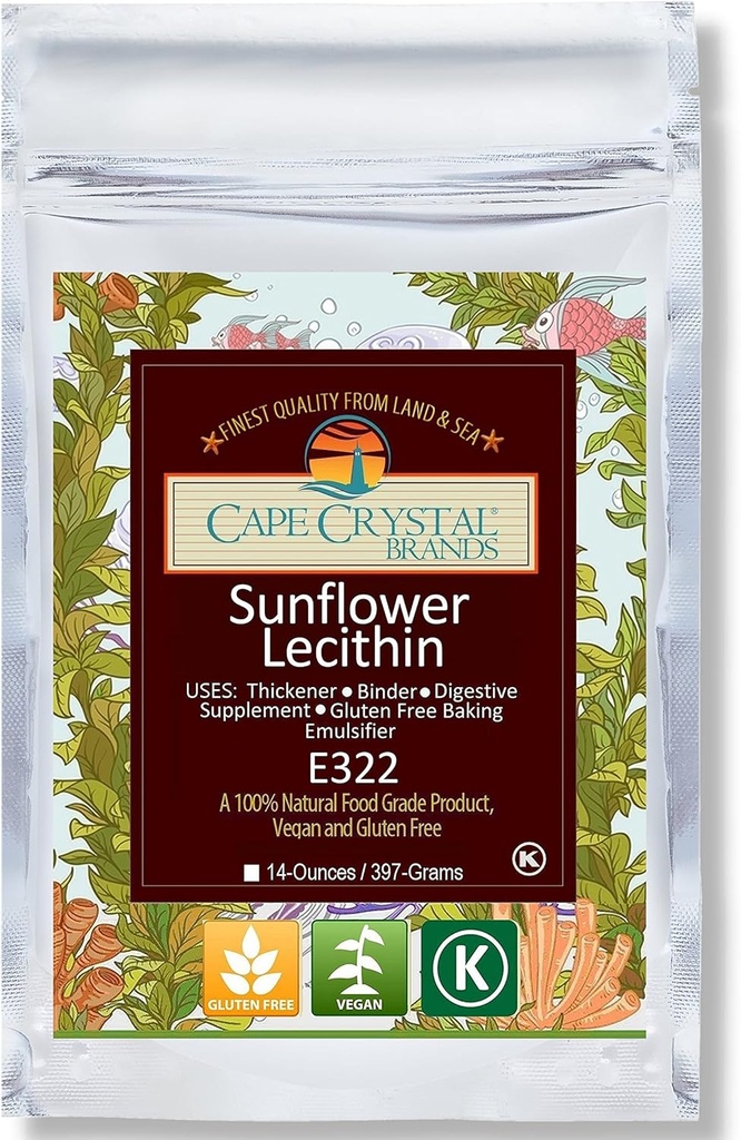 Cape Crystal Zonnebloem Lecithin poeder, 100% natuurlijk en glutenvrij. Het is de Veganistische, niet-GMO alternatief voor soja Lecithin poeder (14-oz.)