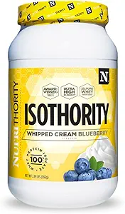 Isothority Whey Protein Isolate, Whipped Cream Blueberry, 2 lb - Ultra Absorbable Branched Chain Amino Acids (BCAA) Powder with 25g Per Serving, Low Carb - Build Muscle & Accelerate Herstel