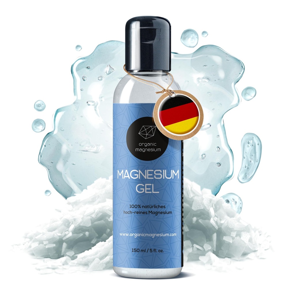 Organic Magnesium Gel - 100% Pure Topical Magnesium Chloride for Leg Cramps from Ancient Zechstein Seabed | Perfect for Sports, Relaxing & Sleep | for Adults & Kids (5 fl. oz)