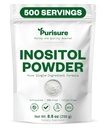 Purisure Myo-Inositol Poeder, 250g, Vruchtbaarheid, Hormonale Balance en Ovariaanse Ondersteuning, Pure Inositol Poeder, Myo Inositol Supplement ter ondersteuning van energie en hersenen Wellness, Veganist, Non-GMO, 500 Servers
