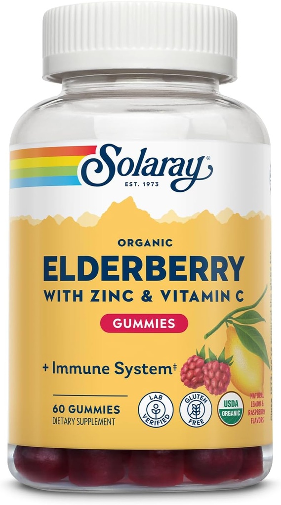 SOLARAY Biologische Vlierbessen Gummies w/Zinc & Vitamin C 