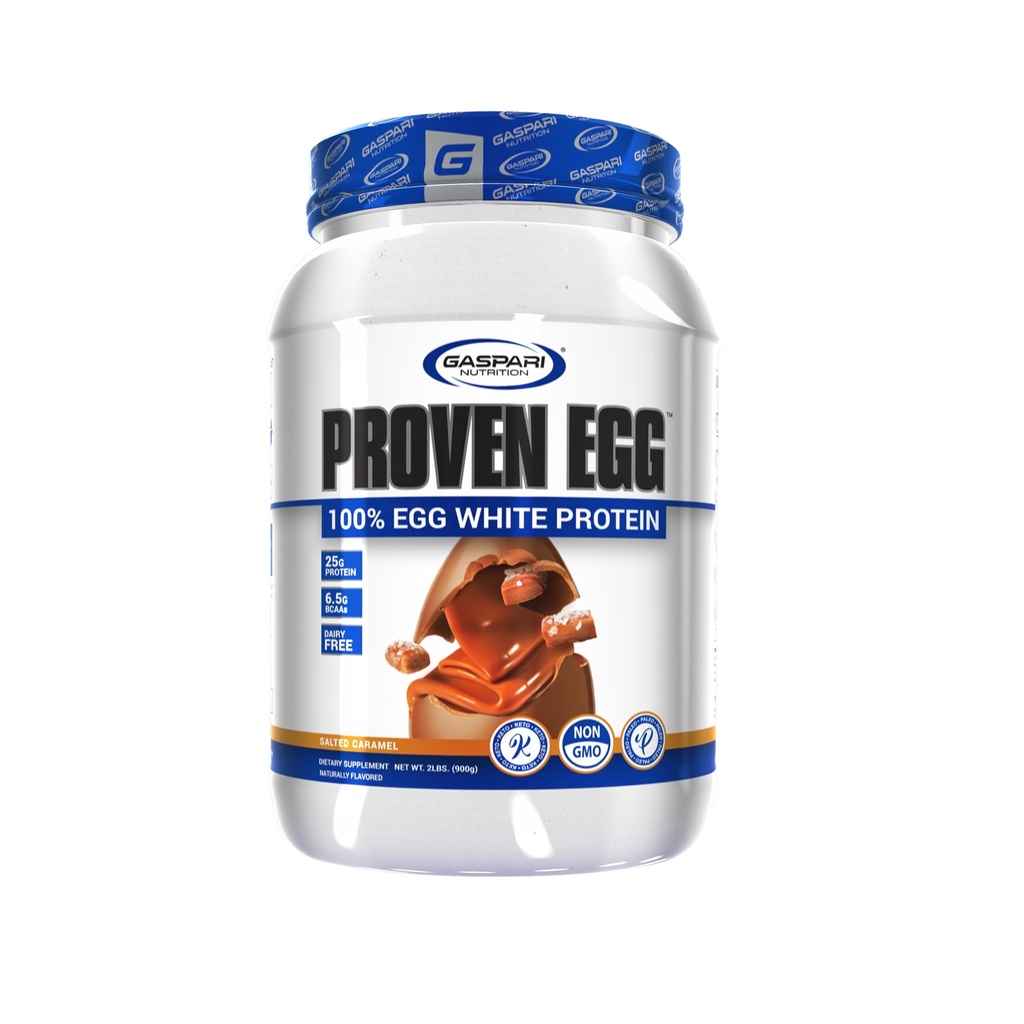 Gaspari Nutrition Oeufs éprouvés, 100% Protéines blanches d'oeufs, 25g Protéines, Céto, Sans lait et Lactose, Sans soja (2 lbs, Caramel salé)
