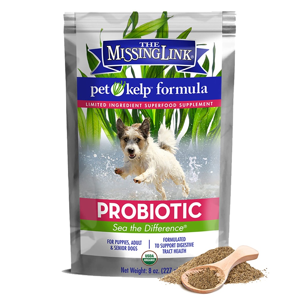 The Missing Link Pet Kelp Canine Probiotic 8oz Superfood Powdered Supplement, Organic & Limited Ingrediënt Formula for Digestive Health of Dogs