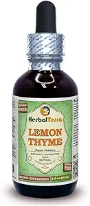 Citroenthym (Thymus x Citriodorus) Glyceriet, Organisch gedroogd kruiden Alcoholvrije vloeibare Extract (Grand Name: HerbalTerra, Trots Made in USA) 2 fl.oz (60 ml)
