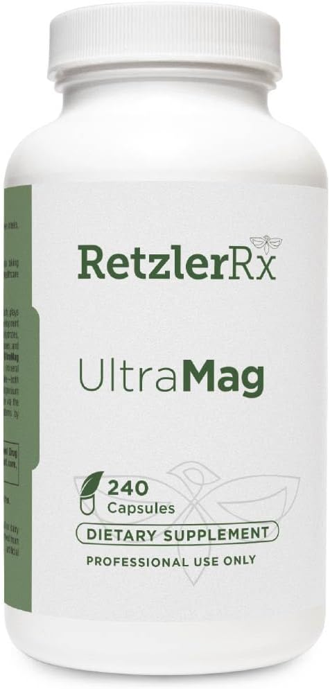 RetzlerRx UltraMag 125 supplément de glycinate de magnésium - 240 capsules avec TRAACS brevetés pour l'absorption accrue - soutient la santé cardiovasculaire, la fonction musculaire, la santé osseuse et la force