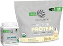Sunwarrior Active Organic Protein Powder Plant Based Vanille Smaak 45 Serves & Createine Monohydraat Powder 60 Serves