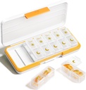 AM PM pil Organizer 2 keer per dag, 7 dagen pil Box Weekly pil Organizer Reizen met aparte container, draagbare dagelijkse geneeskunde planner dispenser geval voor vitamine, visolie, supplementen(Beige)