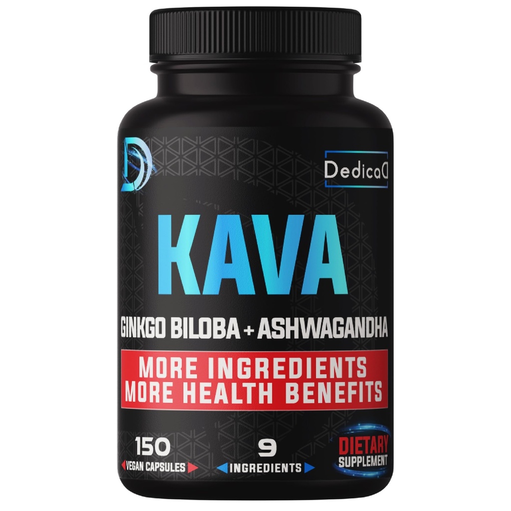 9in1 Capsules Kava Kava 5 mois d'approvisionnement 15:1 Extrait pour le sommeil, l'esprit et l'immunité support - 9 herbes naturelles comprend Ginkgo, Ashwagandha, Graviola, Valérian et plus - 150 Capsules Vegan
