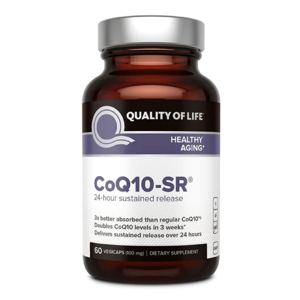 Qualité de vie Powerful CoQ10 Supplément microactif à libération prolongée pour l'absorption accrue, 100 mg de Par Capsule soutient Immune, Énergie - 60 Capsules végétales