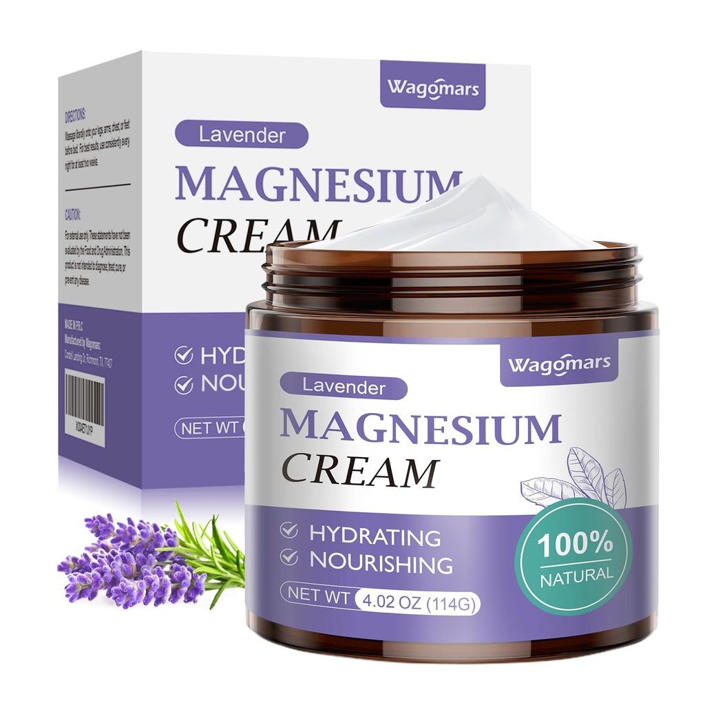 Magnesium crème voor slaap - natuurlijk topical magnesium lotion voor pijn &amp; benen krampen, spierontspanning, rust - nacht lichaam boter voor diepe hydratatie - veilig voor kinderen (Lavendel)
