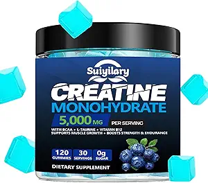 Suikervrije Creatine Monohydraat Gummies Complex 5000mg voor mannen & vrouwen - 120 Gummies voor spierkracht, spier Builder, energie Boost, pre-workout supplement, veganistisch
