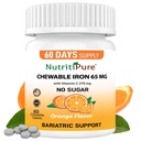 Kauwbaar ijzer 65 mg met vitamine C 270 mg (voor vrouwen/mannen) 60 Days Supply