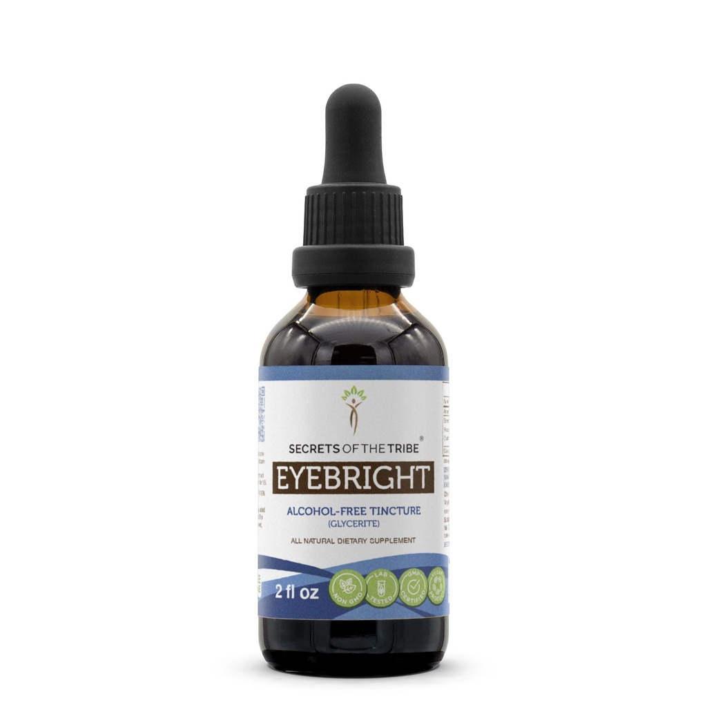 Secrets of the Tribe Eyebright Tincture Alcohol-Free Liquid Extract, Responsibly farmed Eyebright (Euphrasia officinalis) Dried Herb (2 FL OZ)