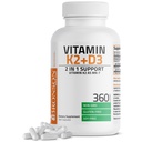 Bronson Vitamine K2 (MK7) met D3 Supplement Non-GMO Formule 5000 IE Vitamine D3 & 90 mcg K2 MK-7 Eenvoudig doorslikken D & K Complex, 360 capsules