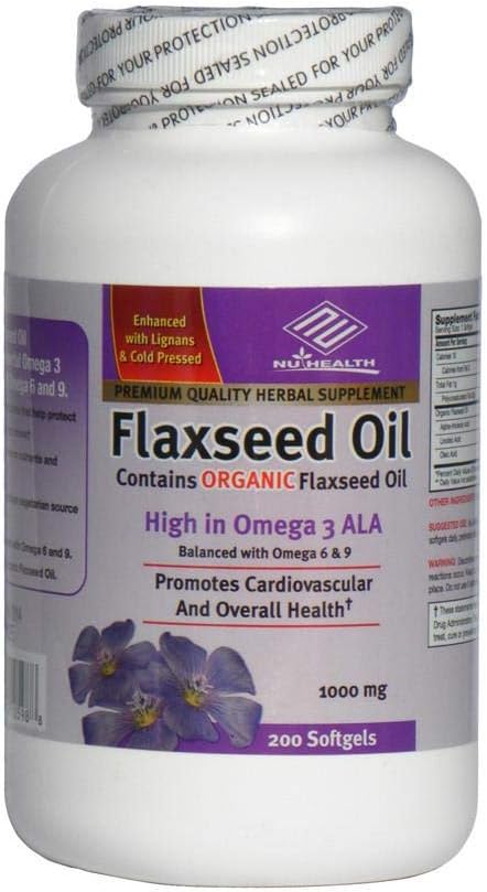 Biologische Vlaszaadolie 1000 mg 200 Telt hoog in Omega 3 ALA