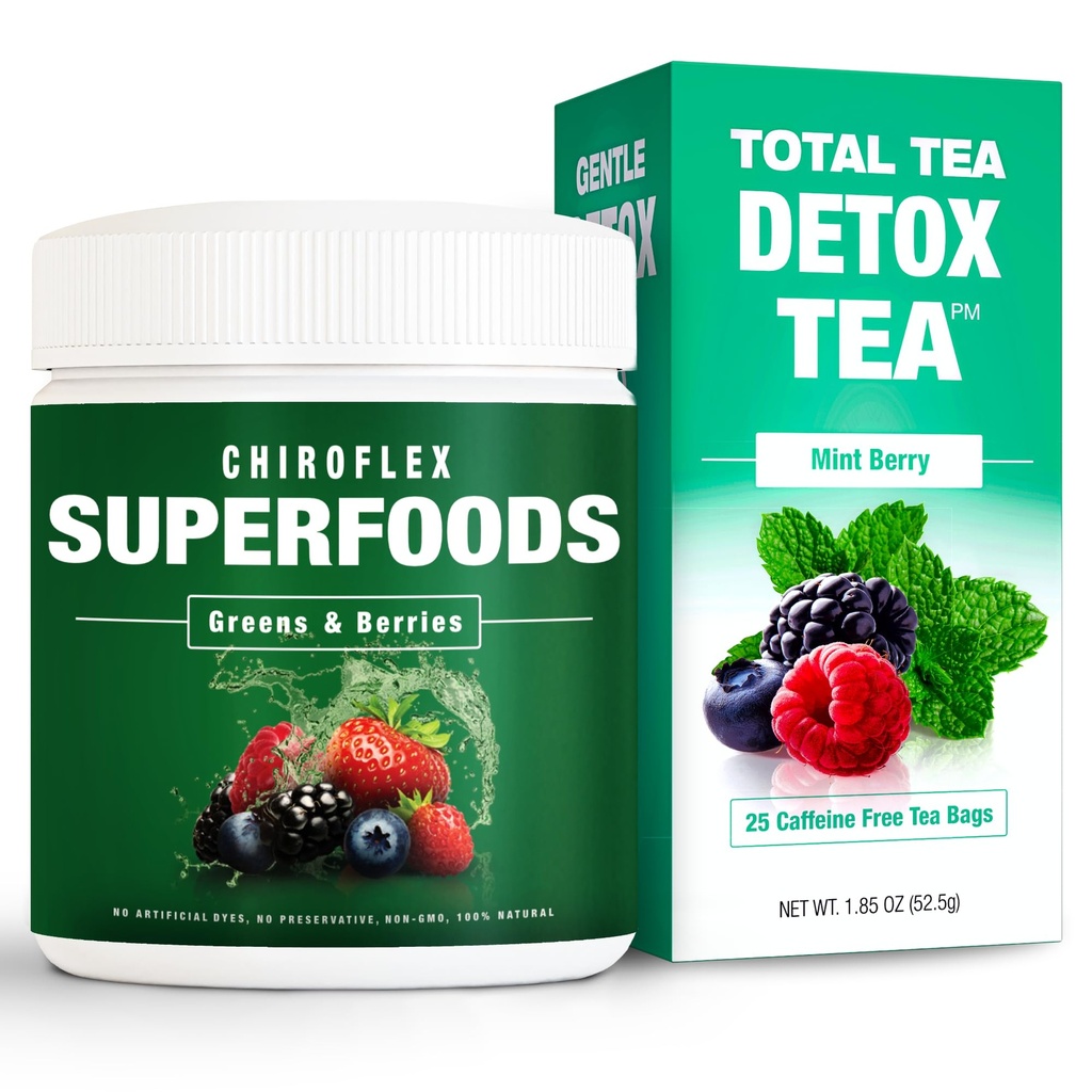 Total Tea Slimming Detox Tea Caffeine Free and Superfood Greens Powder Supplement