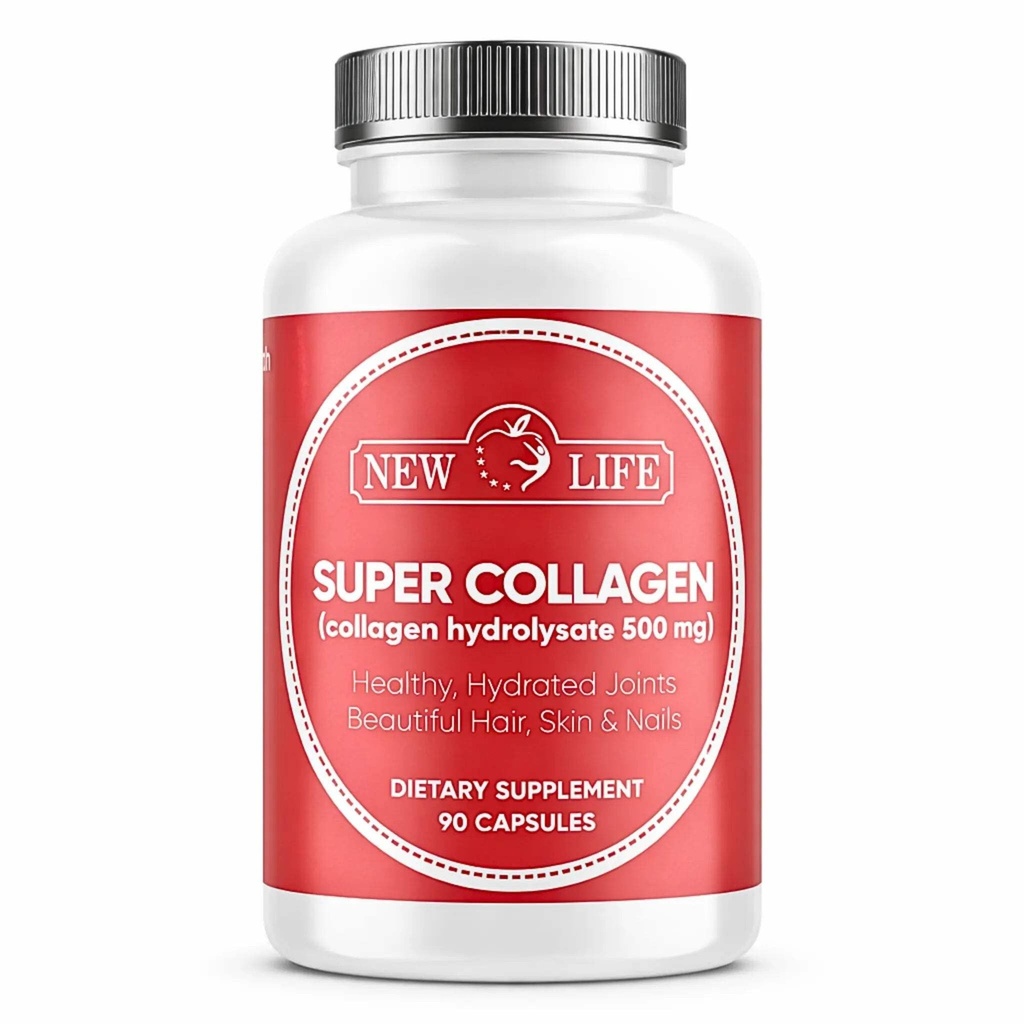 New Life Super Collagen 500mg, Hair & Skin, Joint Support, 90 Capsules 90 Capsules