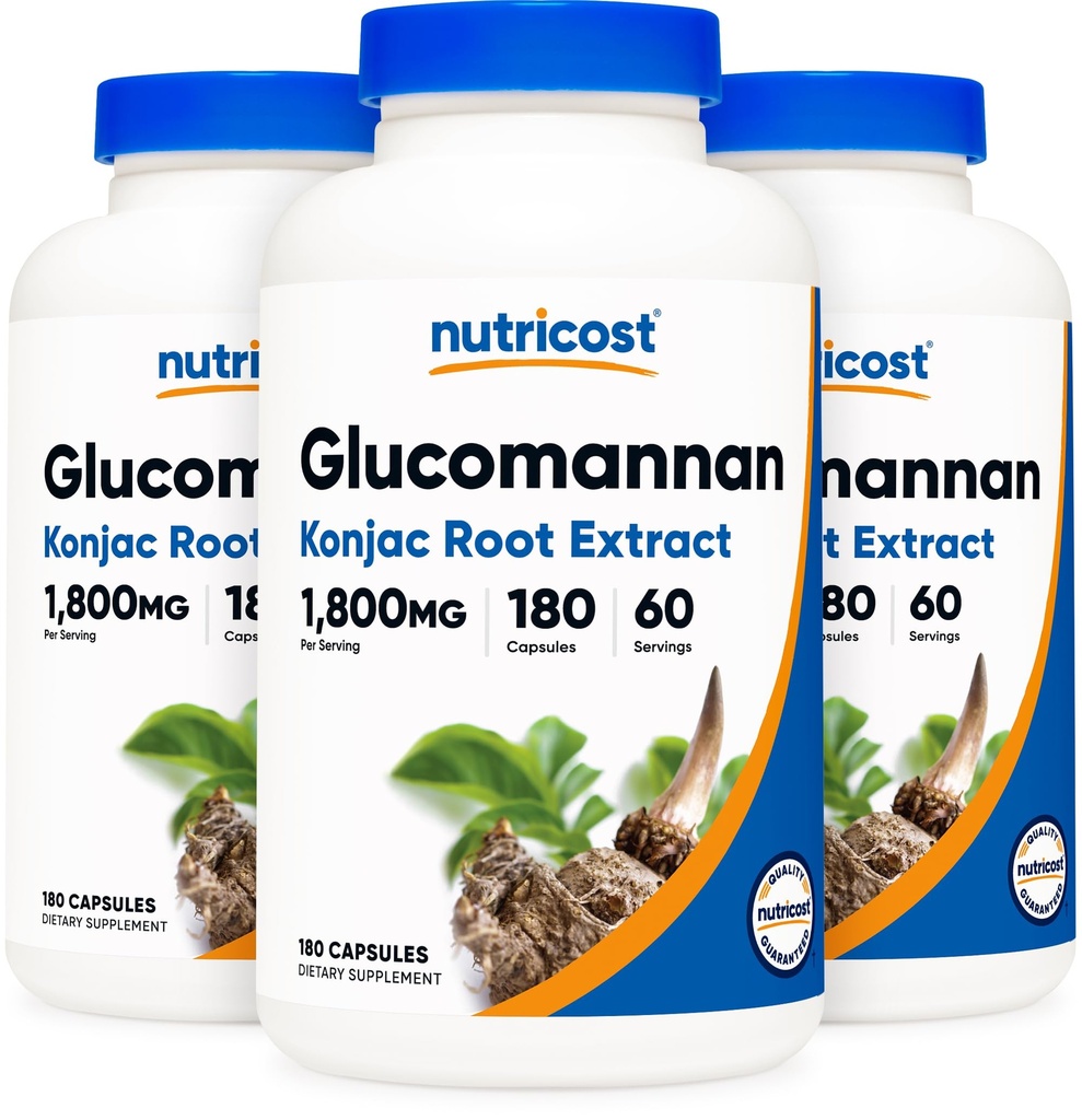 Nutricost Glucomannan 1.800mg per portie, 180 capsules (3 flessen)