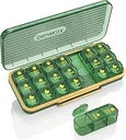 Pill Organizer 3 Times A Day, 7-Day Pill Box 3 Times A Day - Acedada Weekly Medicine Box Organizer, 7 Detachable Portable Daily Pill Container Dispenser Case for Vitamins Fish Oils Supplements, Green