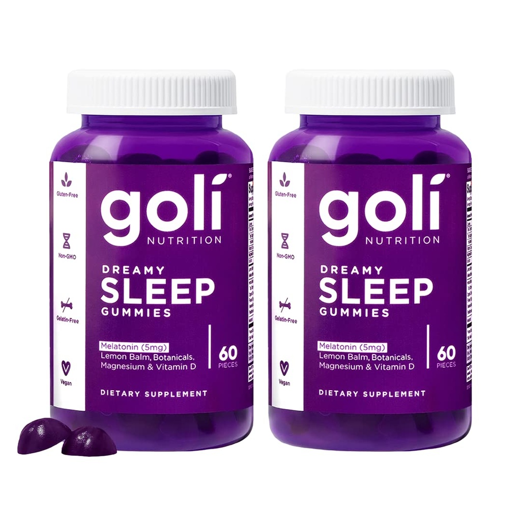 Goli Dreamy Sleep Gummy - 60 Count (Pack of 2) - Melatonine, Vitamine D, Magnesium, en Citroen Balsem Extract - Gelatine-Free, Gluten-Free, Vegan & Non-GMO