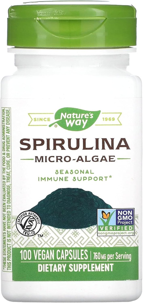 Nature's Way Spirulina Micro-Algae 380 mg 100 Veg Caps