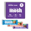 MOSH Variety Pack Vegan Protein Bars, Plant Based, Keto, Gluten Free, Brain Healthy Snack with Cognizin, Ashwagandha and Lion's Mane, 15 Count